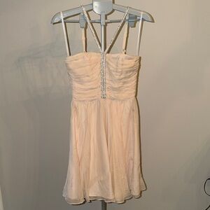 Forever New Elegant Champagne Silk formal event, Prom Dress